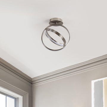 Nicole Modern Minimalist Aluminum Ring Integrated LED Semi Flush Mount - JONATHAN Y